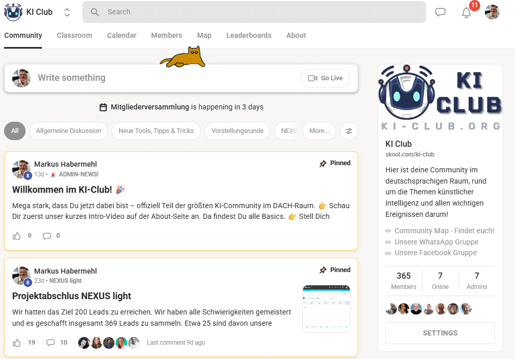 KI-Club Dashboard Mockup
